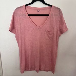 Madewell V Neck T Shirt Pink Size M